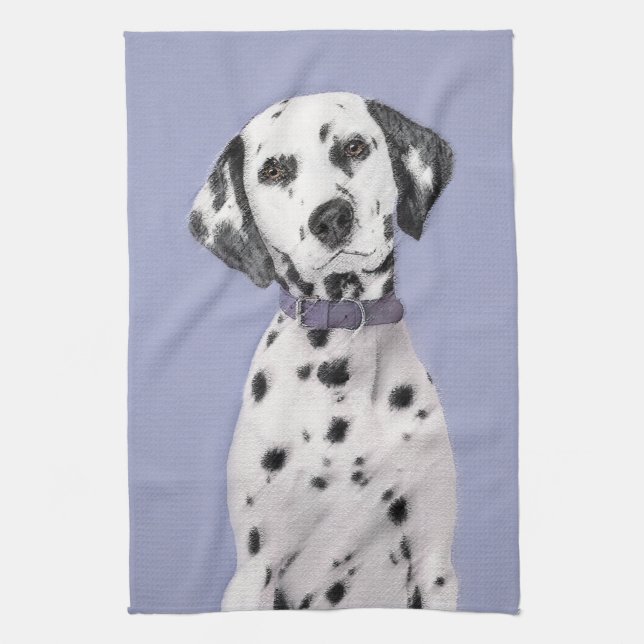 Dalmatian Painting - Cute Original Dog Art Kitchen Towel (Vertical)
