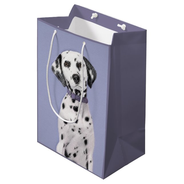 Dalmatian Painting - Cute Original Dog Art Medium Gift Bag (Front Angled)
