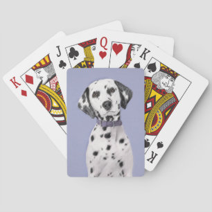 Dalmatian Painting - Cute Original Dog Art Playing Cards