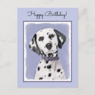 Dalmatian Painting - Cute Original Dog Art Postcard