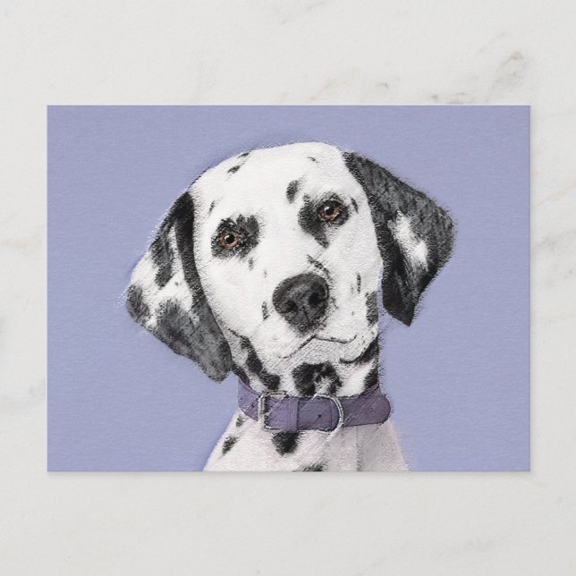 Dalmatian Painting - Cute Original Dog Art Postcard (Front)