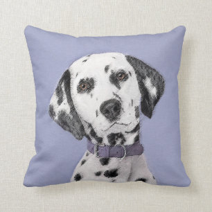 Dalmatian Painting - Cute Original Dog Art Throw Pillow