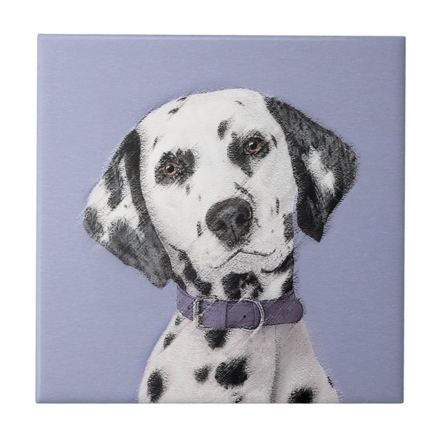 Dalmatian Painting - Cute Original Dog Art Tile (Front)