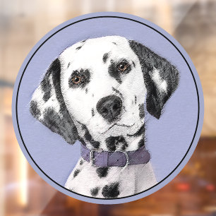 Dalmatian Painting - Cute Original Dog Art Window Cling