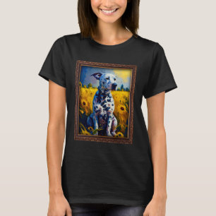Dalmatian Painting Sunflower Flower Mom Women Flor T-Shirt