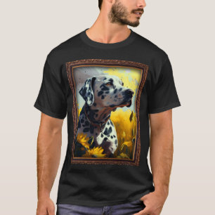 Dalmatian Painting Sunflower Flower Mom Women Flor T-Shirt