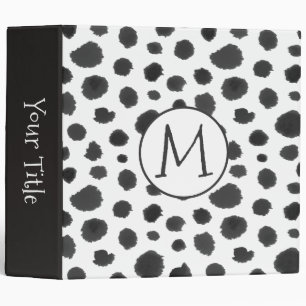 Dalmatian Pattern Black and White Monogram Binder