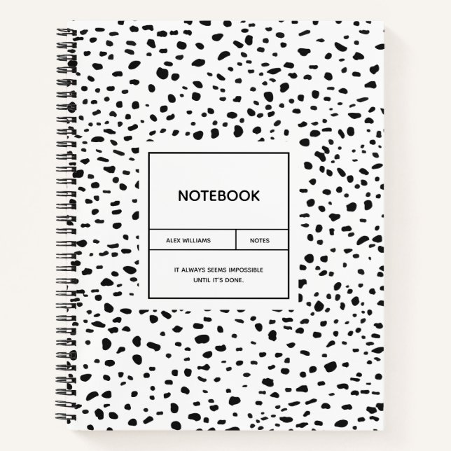 Dalmatian Pattern Black and White Notebook (Front)