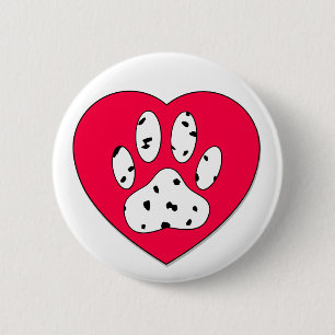 Dalmatian Paw Print In Red Heart 2 Inch Round Button