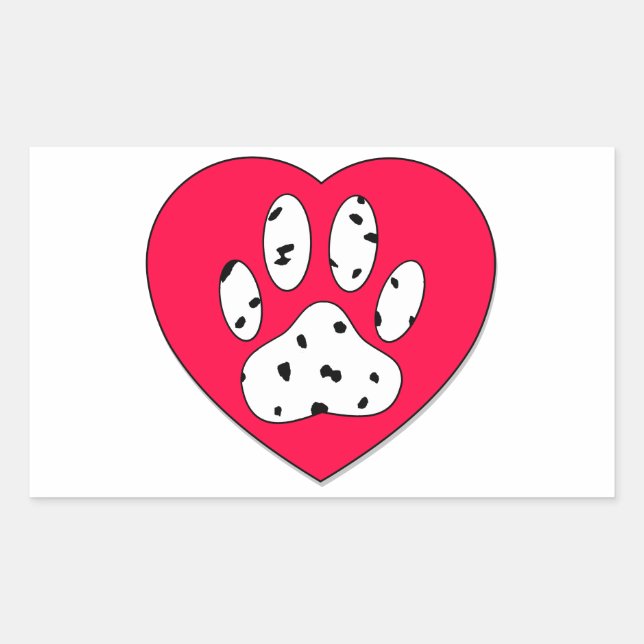Dalmatian Paw Print In Red Heart Sticker (Front)