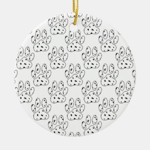 Dalmatian Paw Print Pattern Ceramic Ornament