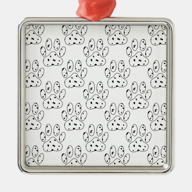 Dalmatian Paw Print Pattern Metal Ornament (Front)