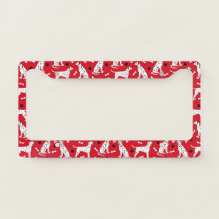 Dalmatian Paws and Bones Red License Plate Frame