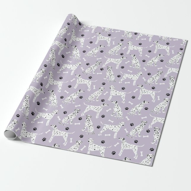 Dalmatian Paws and Bones Wrapping Paper (Unrolled)