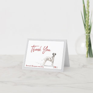 Dalmatian Pet Dog Personalize Bone Ribbon Thank You Card