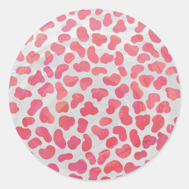 Dalmatian Pink and White Print Classic Round Sticker (Front)