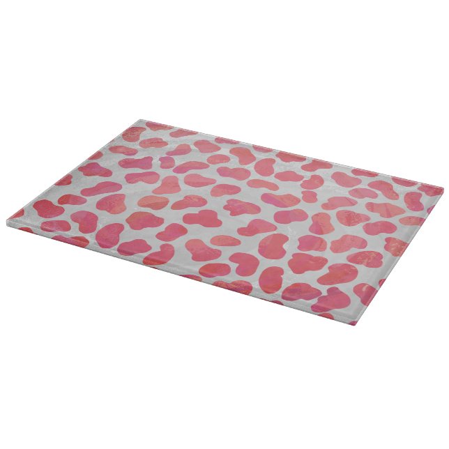 Dalmatian Pink and White Print Cutting Board (Corner)