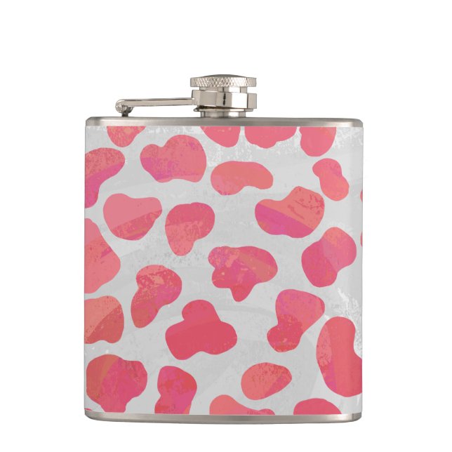 Dalmatian Pink and White Print Hip Flask (Front)