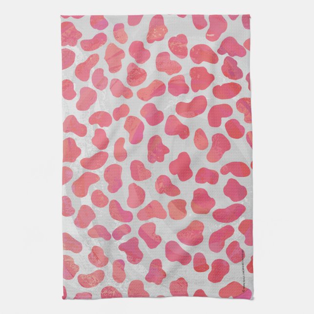 Dalmatian Pink and White Print Kitchen Towel (Vertical)