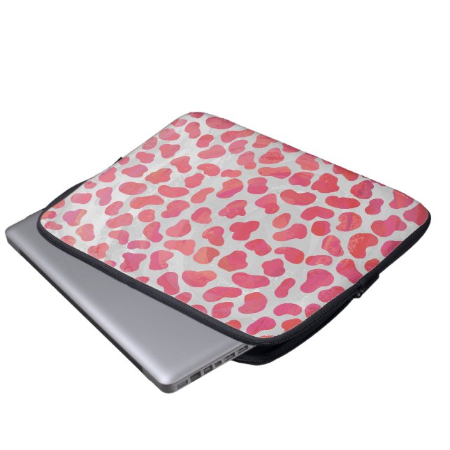 Dalmatian Pink and White Print Laptop Sleeve (Front Bottom)