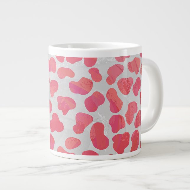 Dalmatian Pink and White Print Large Coffee Mug (Front Right)