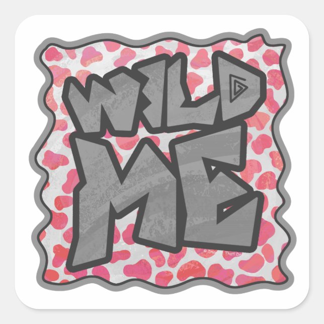 Dalmatian Pink and White Wid Me Square Sticker (Front)