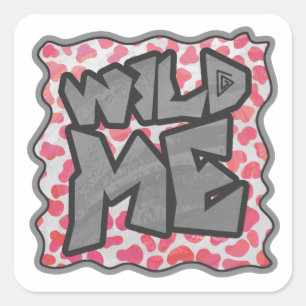 Dalmatian Pink and White Wid Me Square Sticker
