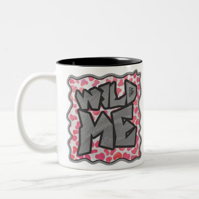 Dalmatian Pink and White Wid Me Two-Tone Coffee Mug (Left)