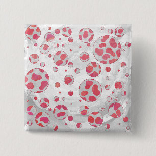 Dalmatian Pink and White with Monogram 2 Inch Square Button