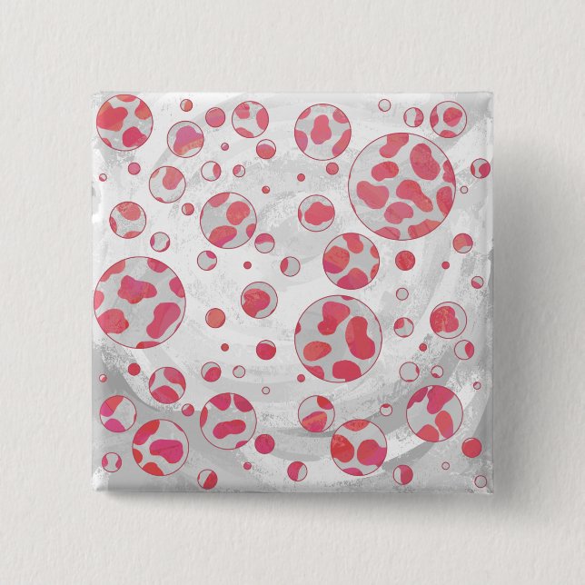 Dalmatian Pink and White with Monogram 2 Inch Square Button (Front)