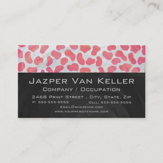 Dalmatian Pink and White with Monogram Business Card (Front)