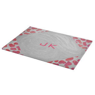 Dalmatian Pink and White with Monogram Cutting Board