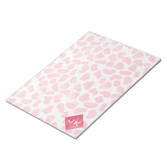 Dalmatian Pink and White with Monogram Notepad (Angled)