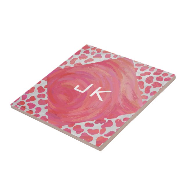 Dalmatian Pink and White with Monogram Tile (Side)