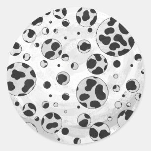 Dalmatian Polka Dot Black and White Classic Round Sticker