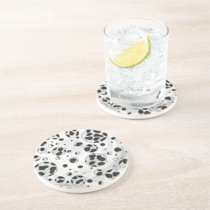 Dalmatian Polka Dot Black and White Coaster