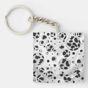Dalmatian Polka Dot Black and White Keychain