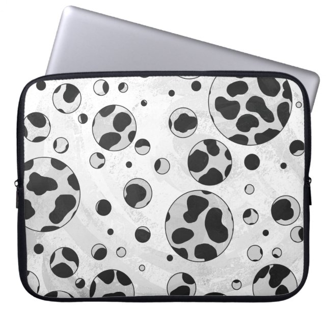 Dalmatian Polka Dot Black and White Laptop Sleeve (Front)