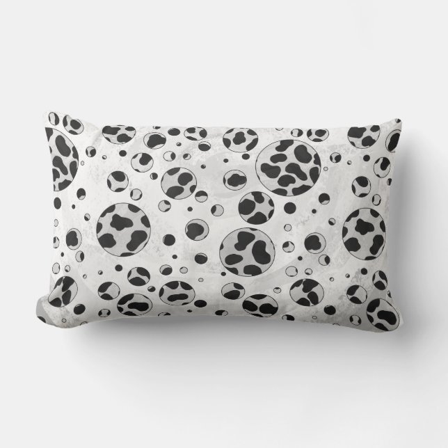 Dalmatian Polka Dot Black and White Lumbar Pillow (Front)