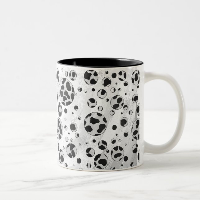 Dalmatian Polka Dot Black and White Two-Tone Coffee Mug (Right)