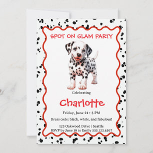 Dalmatian Print Birthday   Black and White party Invitation