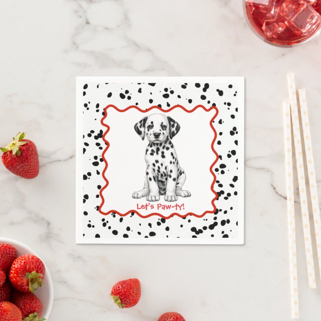 Dalmatian Print Birthday | Black and White party Napkin (Insitu)