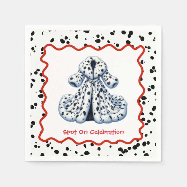 Dalmatian Print Birthday | Black and White party Napkin (Front)
