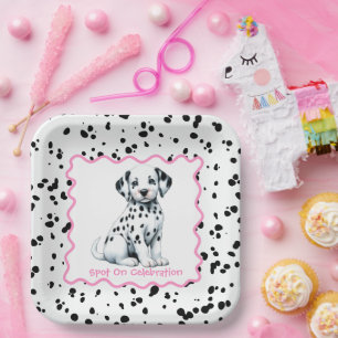 Dalmatian Print Birthday   Black and White party Paper Plate
