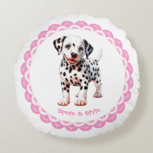 Dalmatian Print Birthday   Black and White party Round Pillow