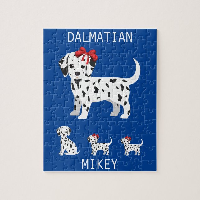 Dalmatian puppies puzzle with personalized name. (Vertical)