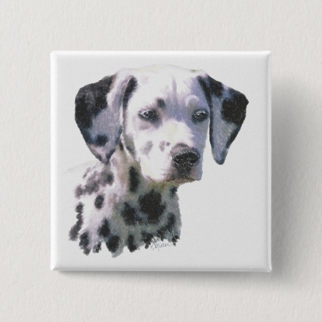 Dalmatian Puppy 2 Inch Square Button (Front)
