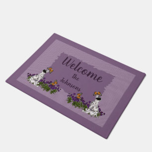 Dalmatian Puppy And Butterflies Personalized Doormat