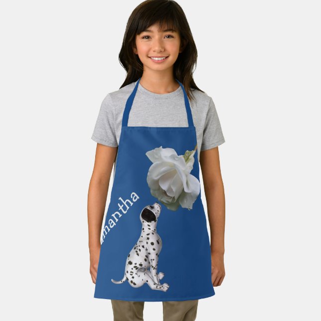 Dalmatian Puppy And Rose Personalized Apron (Insitu)