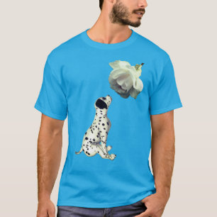 Dalmatian Puppy And White Rose T-Shirt